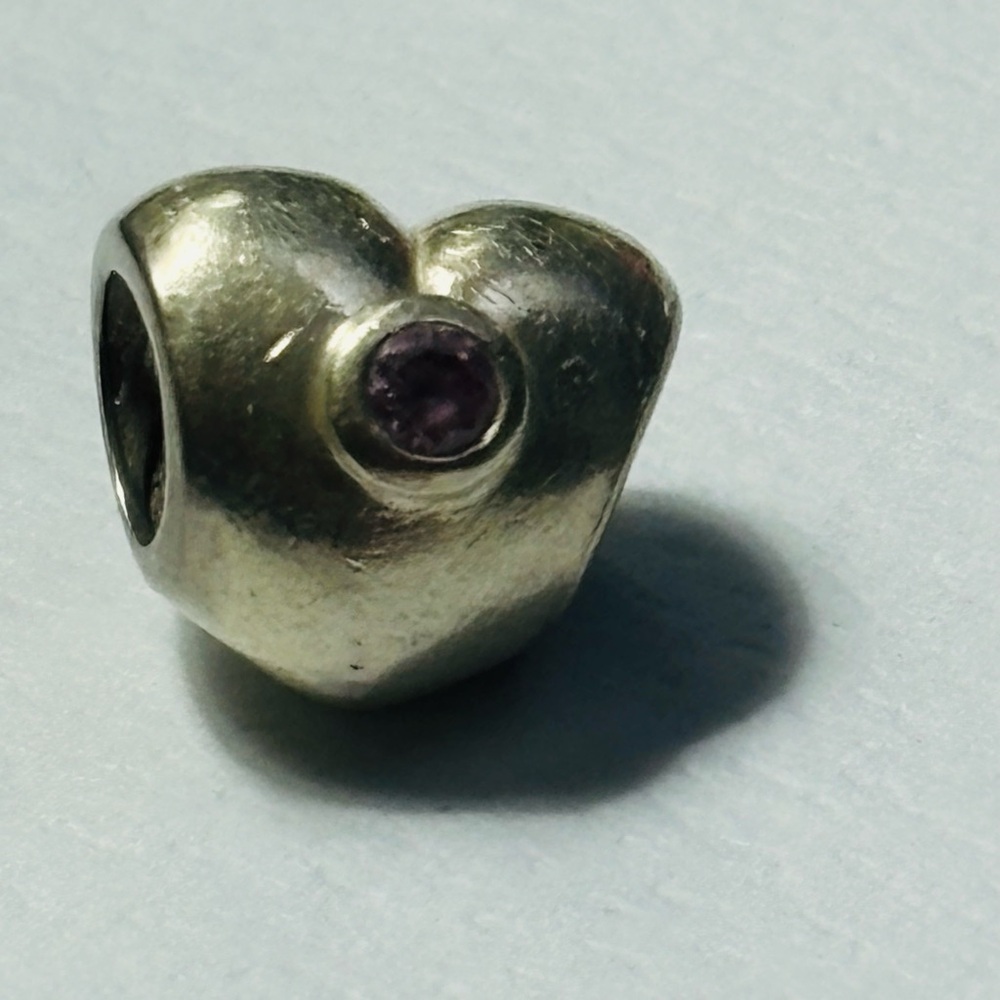 Pandora silver  Heart Charm with Purple Accent